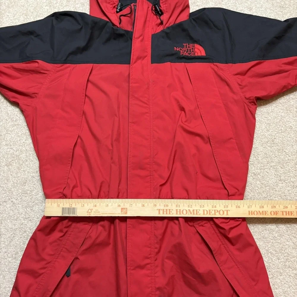 Vtg 90s The North Face Jacket Medium Red Black Hooded Ski Snow Parka Nylon Shell